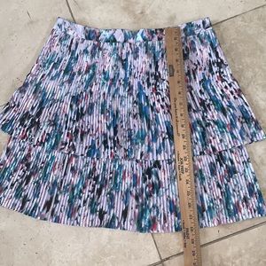 EUC J Crew pleated layer tier mini skirt back zip lined sz 4